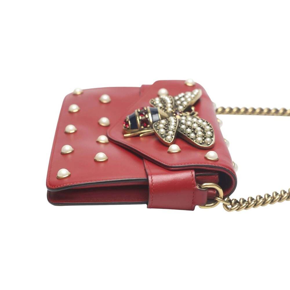 GUCCI Authentic Red Pearl Leather Shoulder Bag - Picture 4 of 14